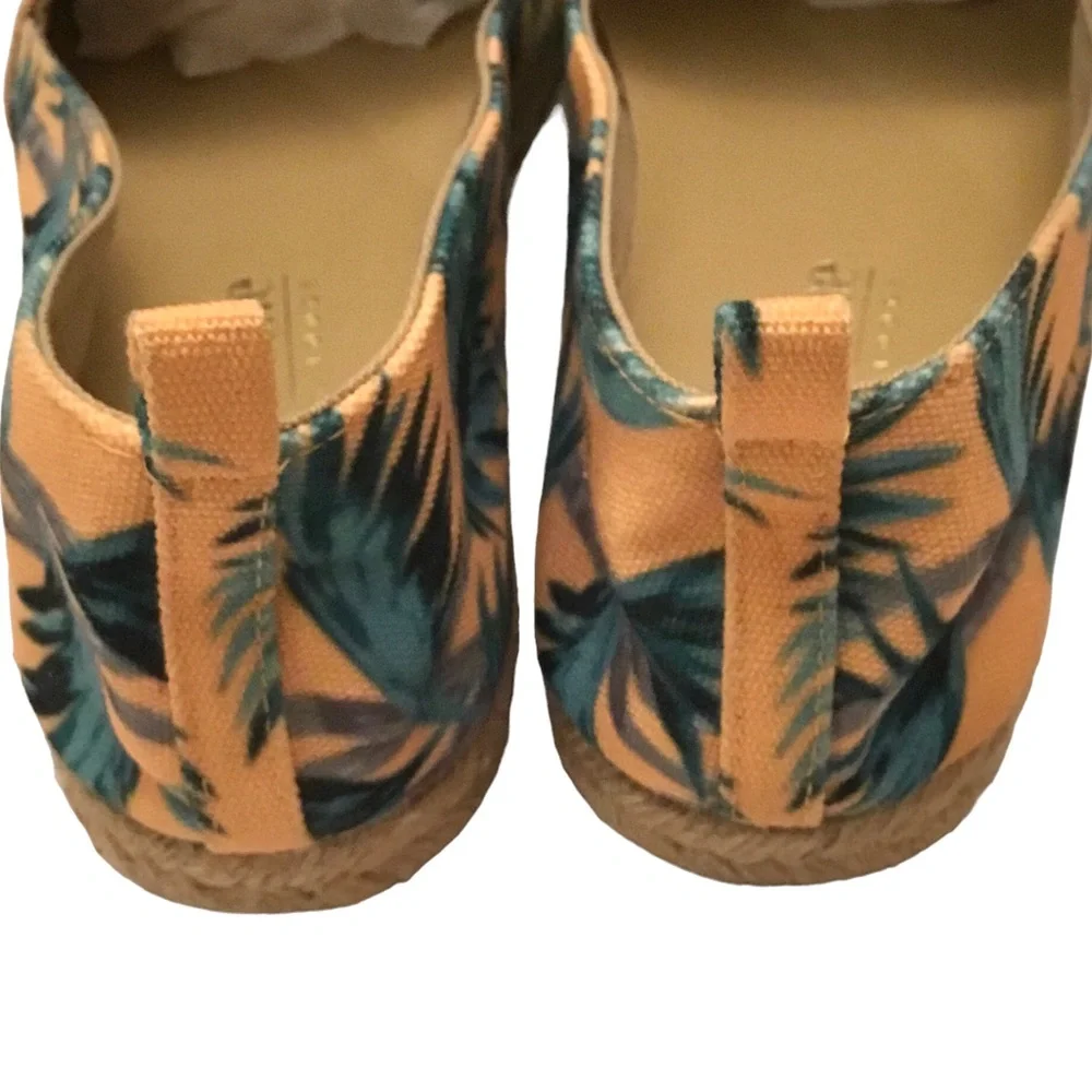 Mara & Mine Palm Print Espadrille Flats Canvas Slip-On Shoes Sz: EU 40/US 9.5-10